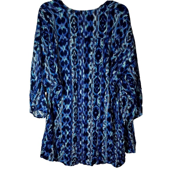 Women's Cardigan Small Blue Geometric Print NWT Open Front Lightweight Sweater - Picture 4 of 7
